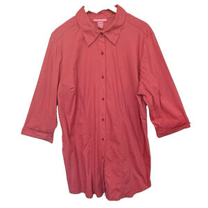 Woman Within Button Blouse Womens Size 1X Casual Oversized Comfort Preppy Cottag